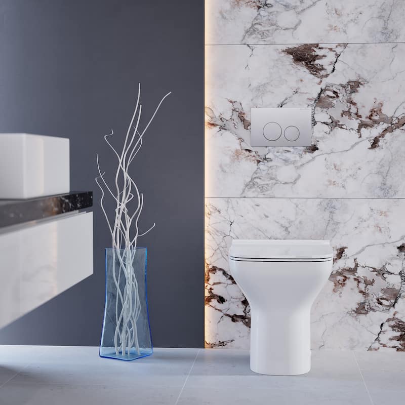 Charme Back To Wall Toilet Bowl Bundle In Glossy White - 22" x 17.3" 16.3"