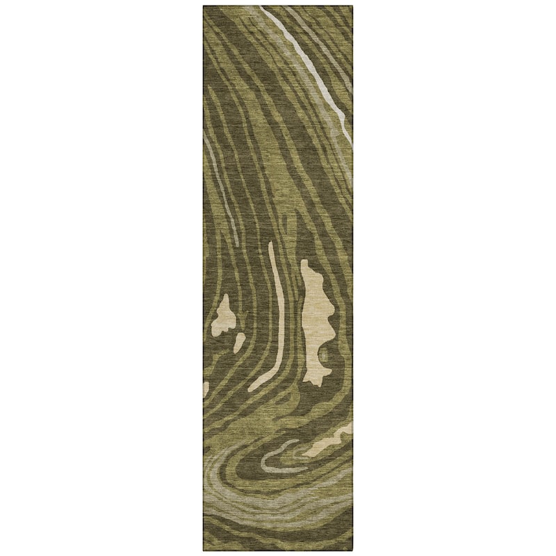 Machine Washable Indoor/ Outdoor Abstract Brushstrokes Chantille Rug