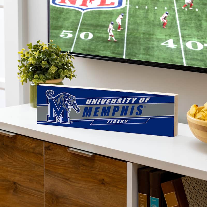University of Memphis Wooden Tabletop Mantel Shelf Sign - 5" x 18"
