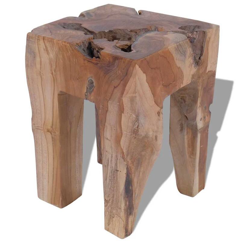 Dusty Outdoor Stool, Square Shaped Design, Brown Solid Teak Wood