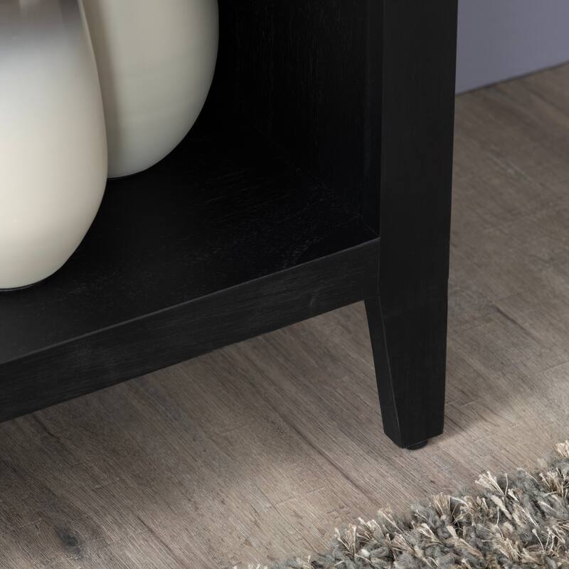 77.5 in. Black Solid Wood 5 Shelf Bookcase