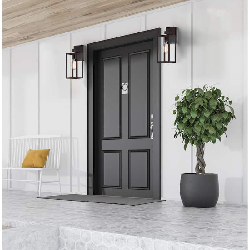2-pack 13" H 1-Light Black Outdoor wall Lantern(Dusk to Dawn could be chosen)