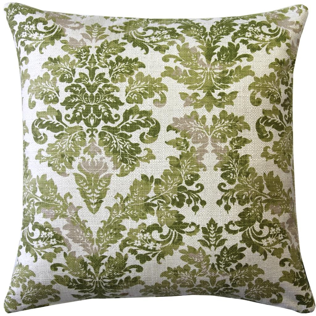 Calliope Green Damask Pattern 20x20 Throw Pillow