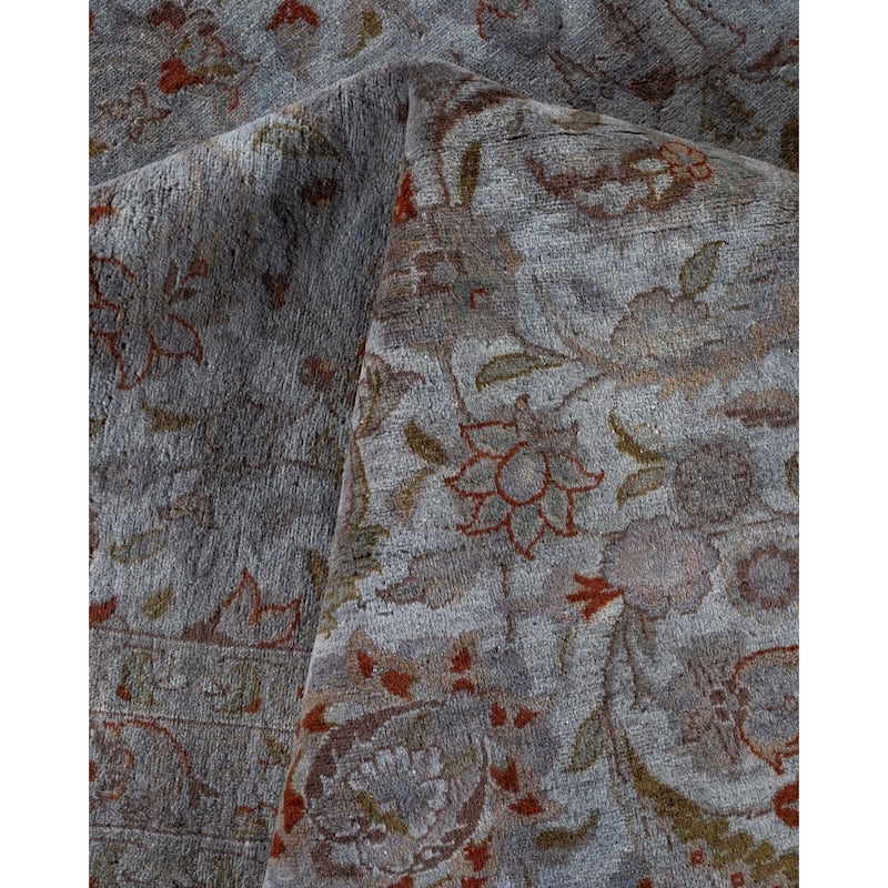Overton Hand Knotted Wool Vintage Inspired Modern Contemporary Overdyed Gray Area Rug - 10' 1" x 14' 5"