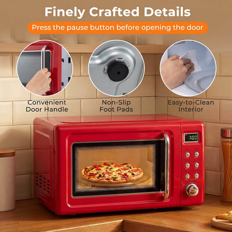 Costway 0.7Cu.ft Retro Countertop Microwave Oven 700W LED Display - See details