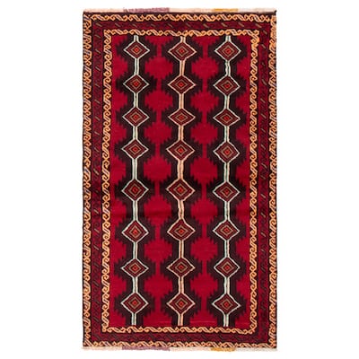 ECARPETGALLERY Hand-knotted Royal Baluch Red Wool Rug - 3'3 x 5'9