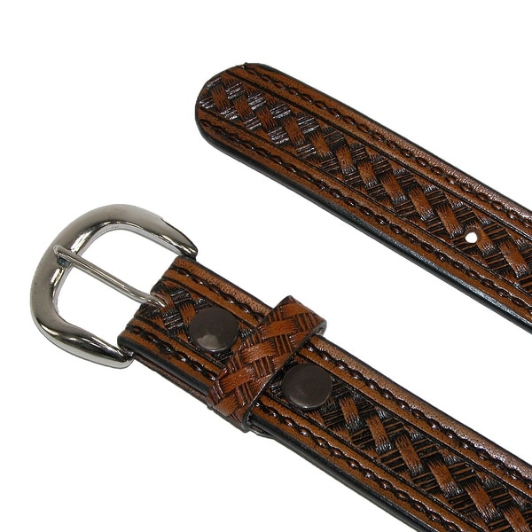 New CTM Men/'s Leather 1 3//8 Inch Western Belt with Removable Buckle