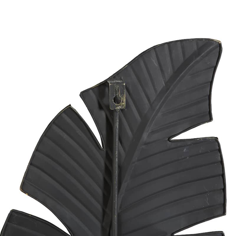 Metal Leaf Clutter Palm Wall Decor with Distressed Textured - Brown - Roche River Decor