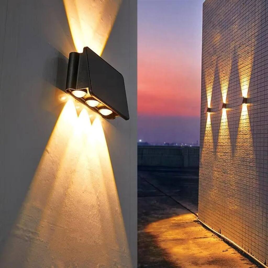 BRIGHTICONIC Up Down Decorative Solar Wall Sconce Lights - Up Down Rectangle Light - Dusk to Dawn, Waterproof, Outdoor Lighting