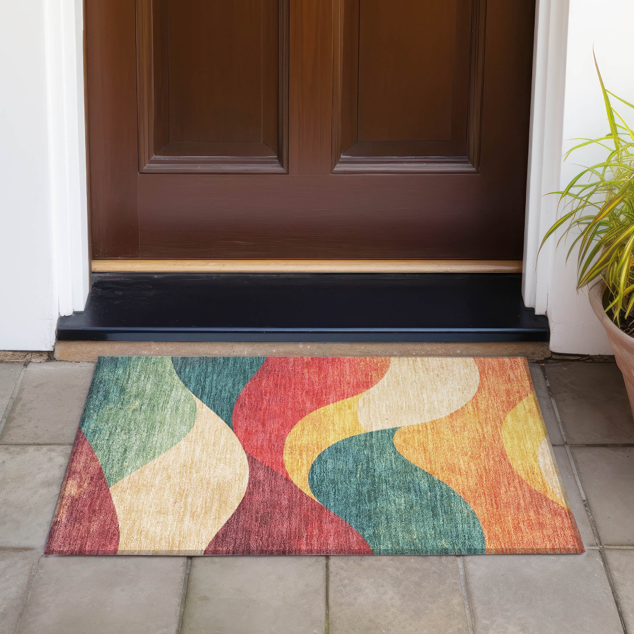 Machine Washable Indoor/Outdoor Soft Contemporary Chantille Rug