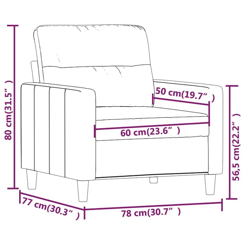 vidaXL Sofa Chair Light Gray 23.6" Fabric - 30.7" x 30.3" x 31.5"