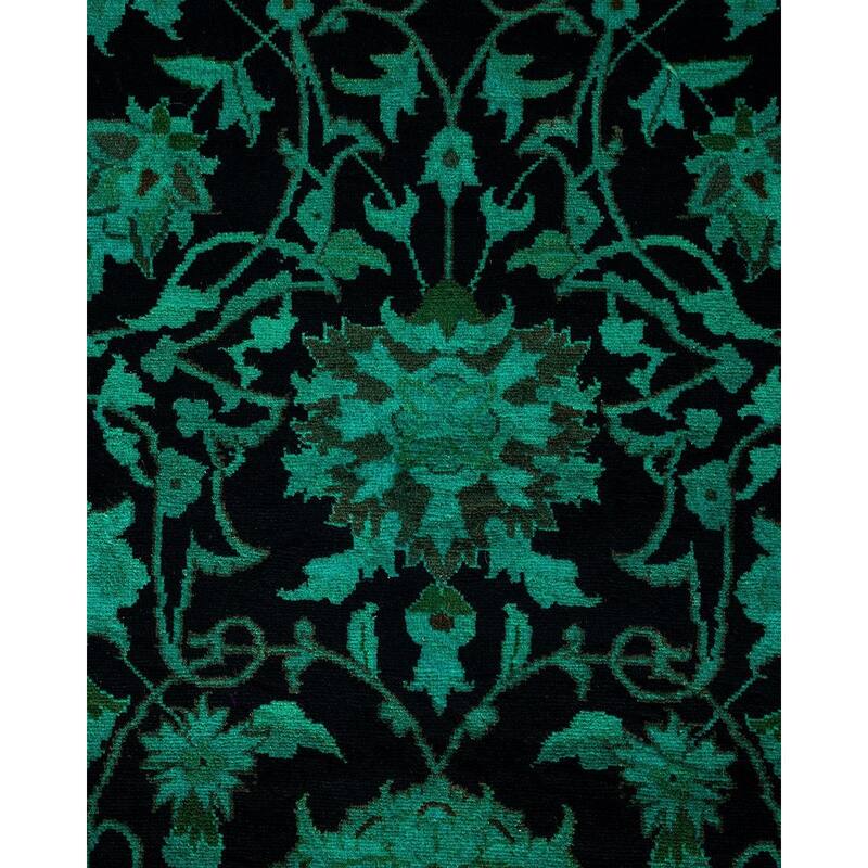 Overton Hand Knotted Wool Vintage Inspired Modern Contemporary Overdyed Black Runner Rug - 2' 7" x 10' 3"