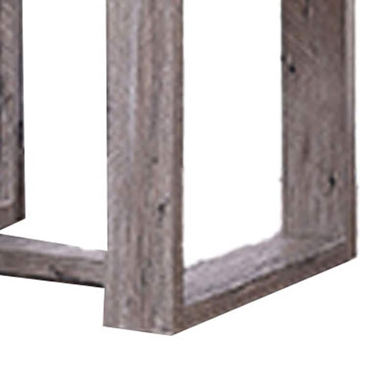 Knic Side End Table, 24 Inch, Gray Square Wood Top, Double Pedestal