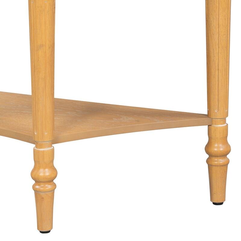 Farmhouse Half Moon Console Table with Drawer and Shelf for Entryway and Living Room Decor