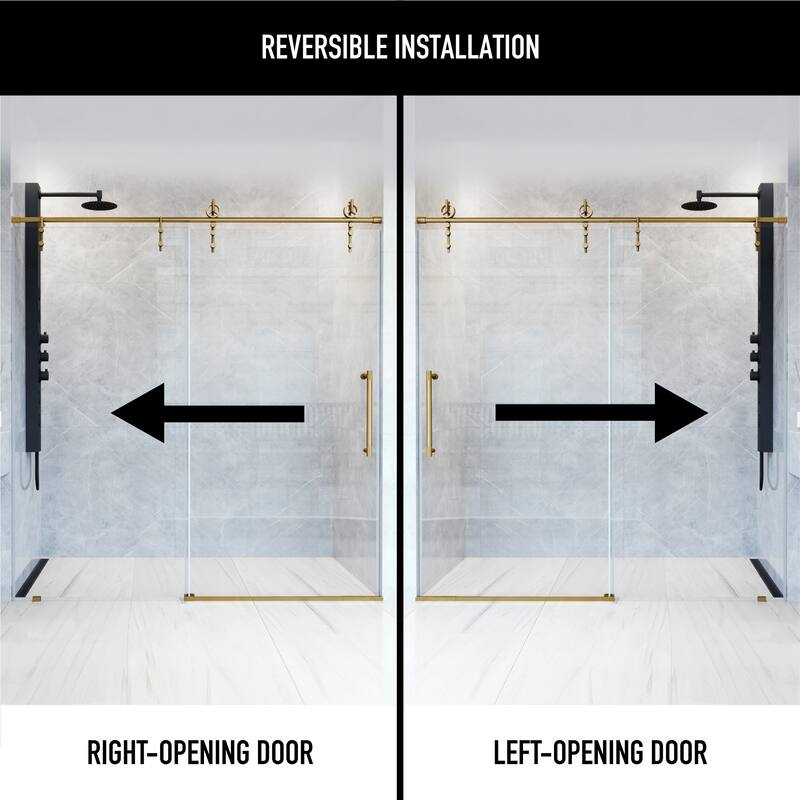 VIGO Hamilton 56" to 60" W x 78" H Frameless Sliding Shower Door