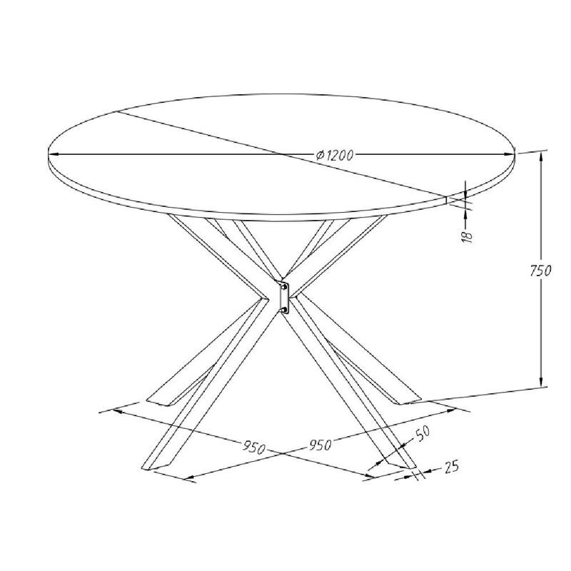47.24'' Modern Cross Leg Round Dining Table
