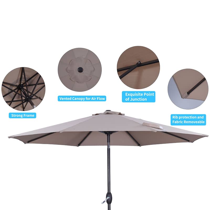9 ft.Aluminum Market High Quality Light Tilt Patio Beach Umbrella without Base