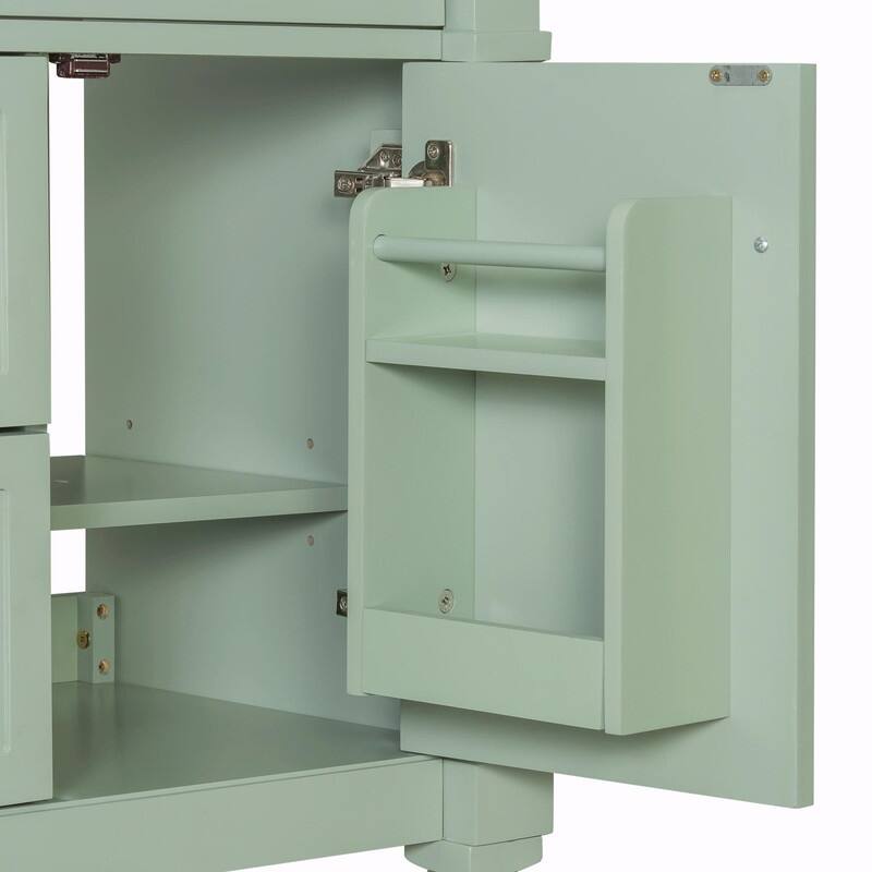 36" Bathroom Vanity with Sink, Freestanding Bathroom Cabinet with Ceramic Basin, Flip Drawer