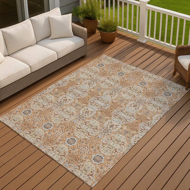 Machine Washable Indoor/ Outdoor Global Budden Chantille Rug