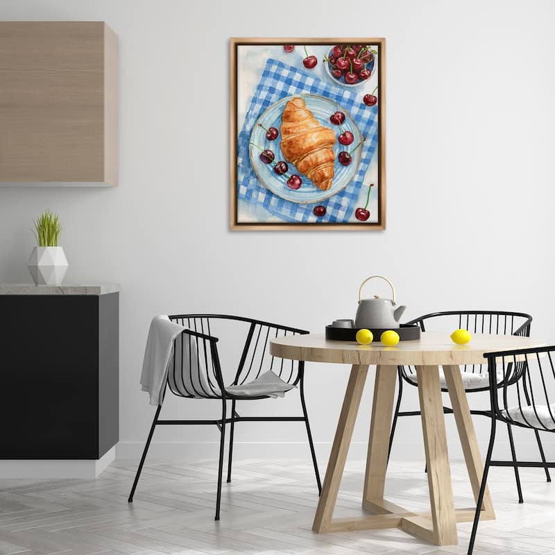 Stupell Cherries & Croissant Breakfast Framed Floater Canvas Wall Art Design By Lil' Rue