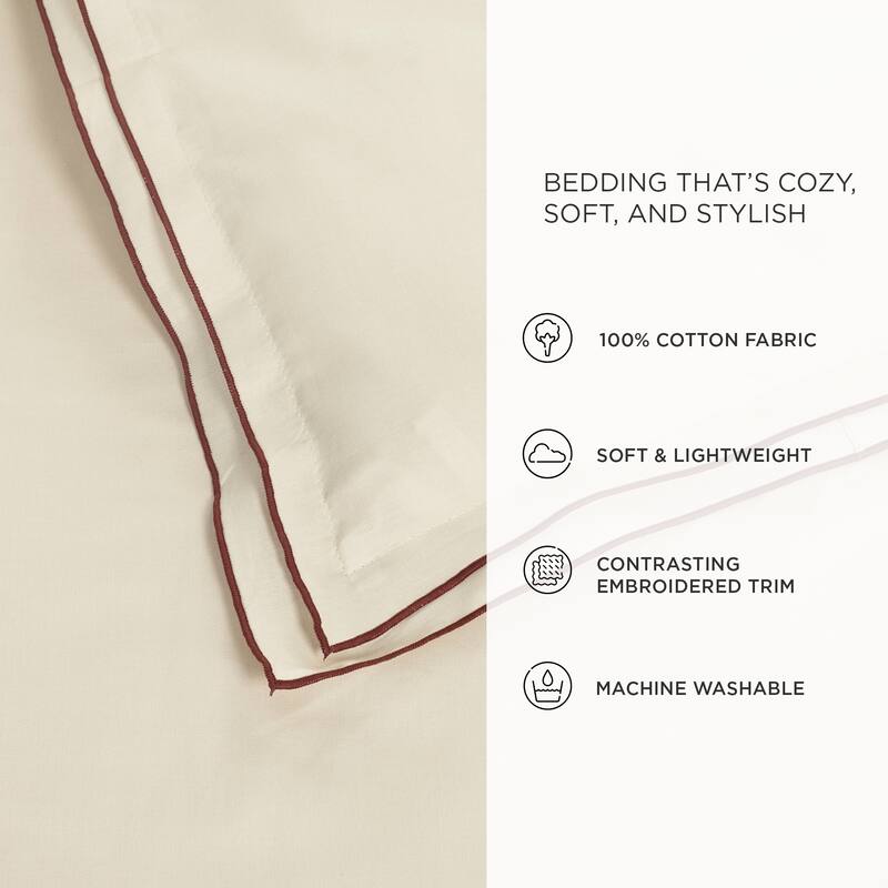Lush Decor Hampton Double Flange Embroidered Contrast Edge Comforter 3 Pieces Set