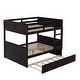 preview thumbnail 1 of 9, Full Over Full Wooden Bunk Bed with Ladder,Twin Size Trundle Under-Bed Espresso