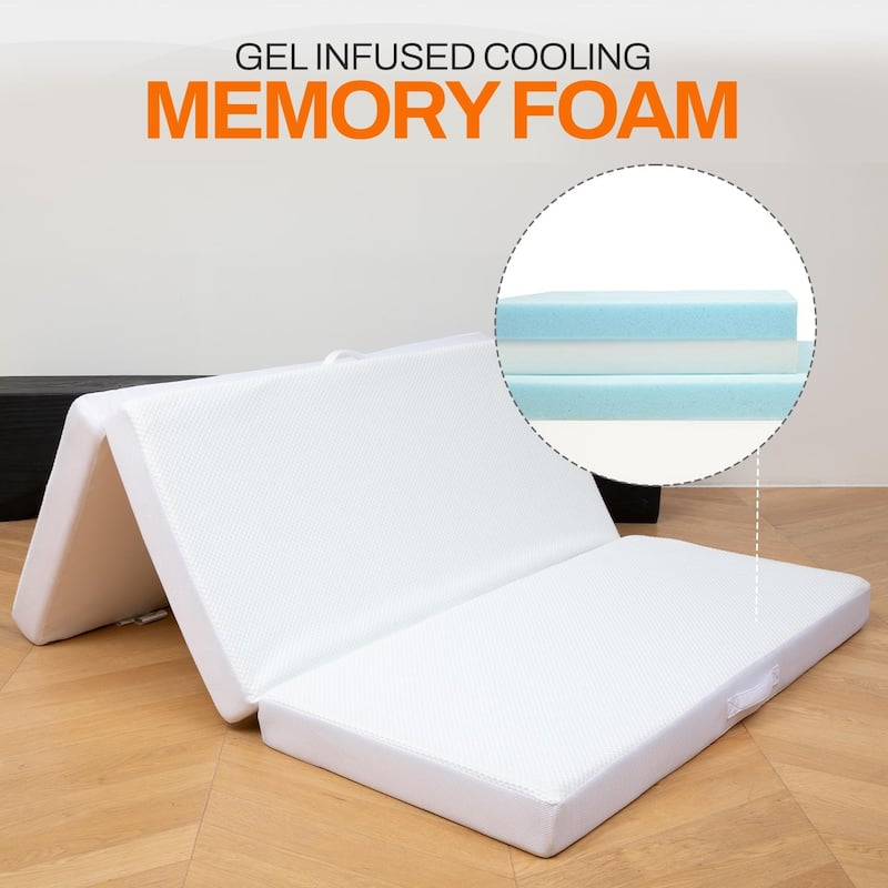 Cheer Collection Tri-fold 6" Folding Mattress with 2" Gel Infused Memory Foam