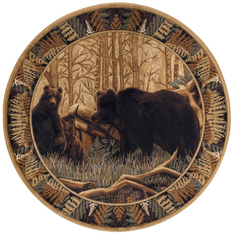 Natural Lodge Novelty Graphic Indoor Area Rug