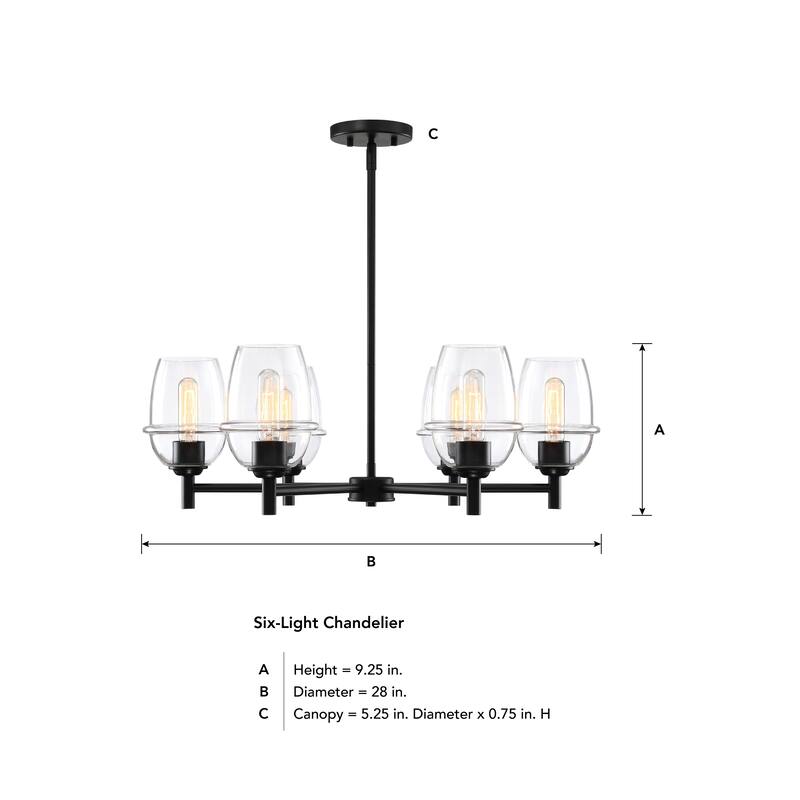Summer Jazz 6-Light Matte Black Transitional Shaded Chandelier for Dining Rooms - 28