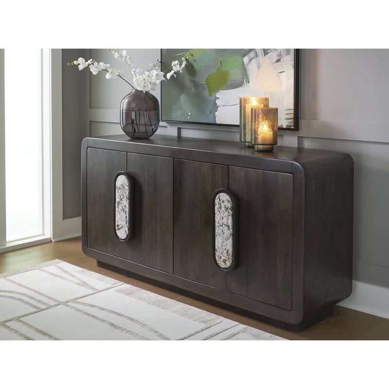 Signature Design by Ashley Elliston Dark Brown Accent Cabinet - 64.75" W x 17.75" D x 31.63" H