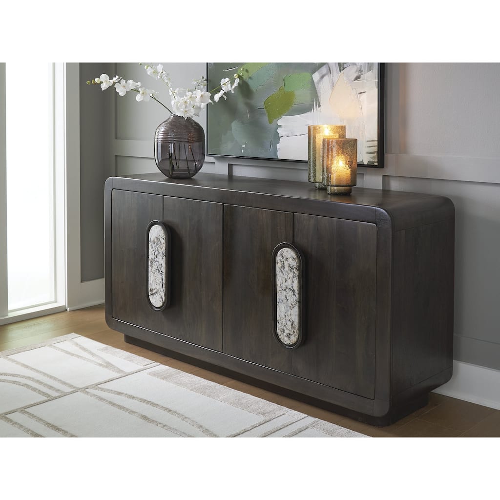 Signature Design by Ashley Elliston Dark Brown Accent Cabinet - 64.75" W x 17.75" D x 31.63" H