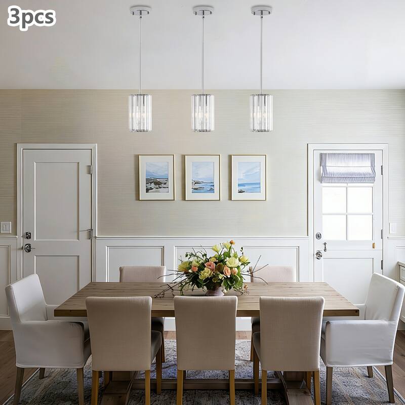 3-Pack Modern Crystal Pendant Lights for Dining Room, Bedroom, Foyer and Hallway