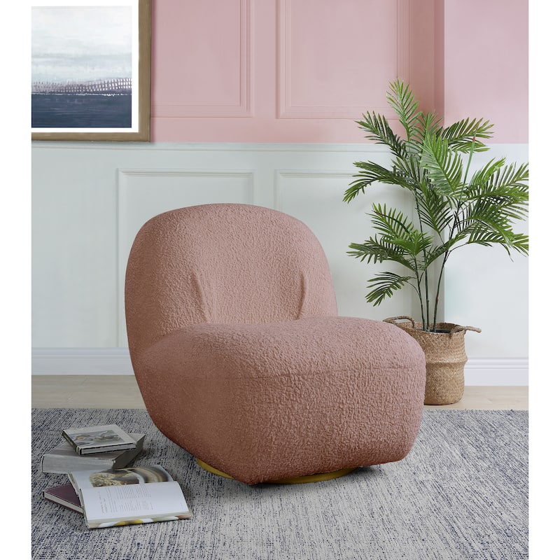 Modern 32" Upholstered Armless Accent Chair with Large Seat for Living Room - Pink