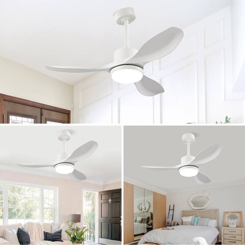 Sofucor 42/52 Inch Ceiling Fan With Light,3 ABS Blades Remote Control,Reversible DC Motor With Dimmable LED
