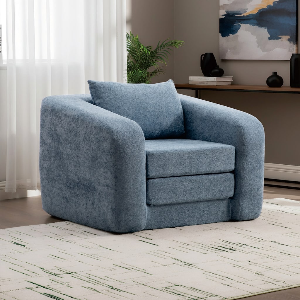 40"W Single Foldable Sofa Bed Equipped with Armrest and Backrest