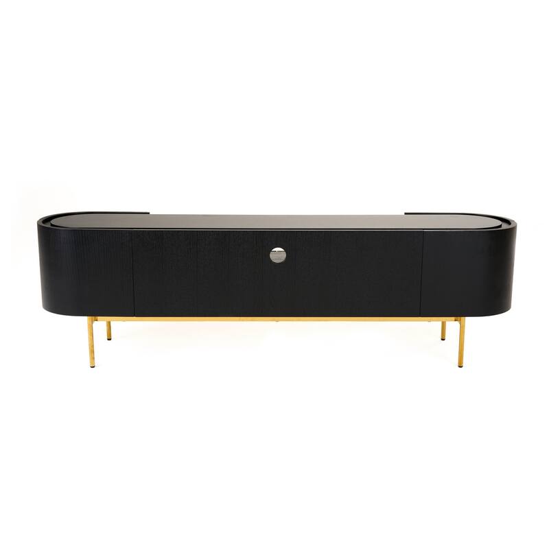 Modrest Bowie Mid-Century Modern Black Oak & Brass TV Stand
