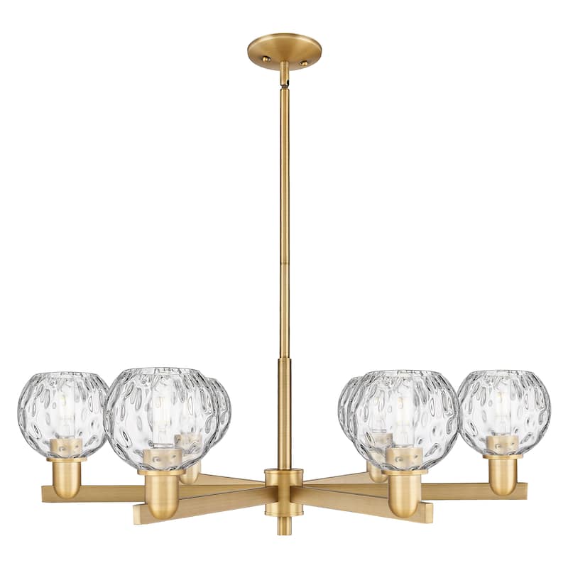 Innovations Lighting Endless Possibilities Arcadia - Athens Water Glass - 6 Light 36" Stem Hung Chandelier - Brushed Brass