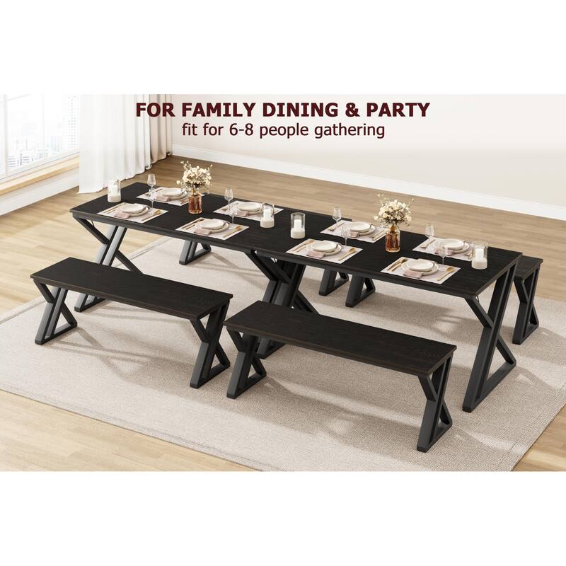 Dining Table Benches Set for 4
