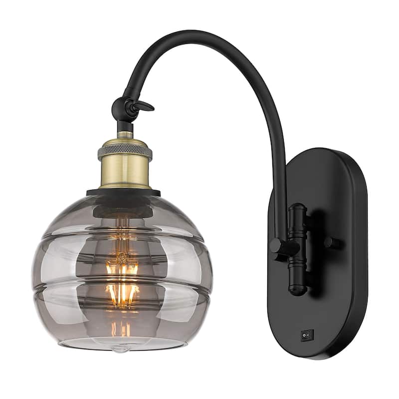 Innovations Lighting 518-1W-11-6 Rochester Sconce Rochester 11" Tall - Black Antique Brass / Smoked