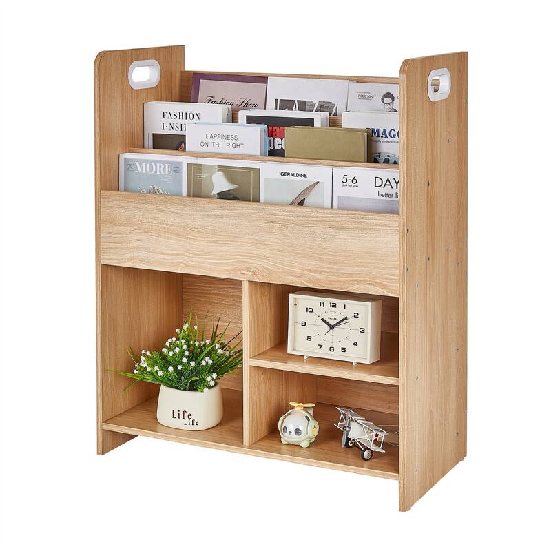 VECELO Kids Bookshelf, Wooden Toy Storage Cabinet Organizer or Kids Room, Bedroom, Nursery, Kindergarten, Bookcase with Shelves