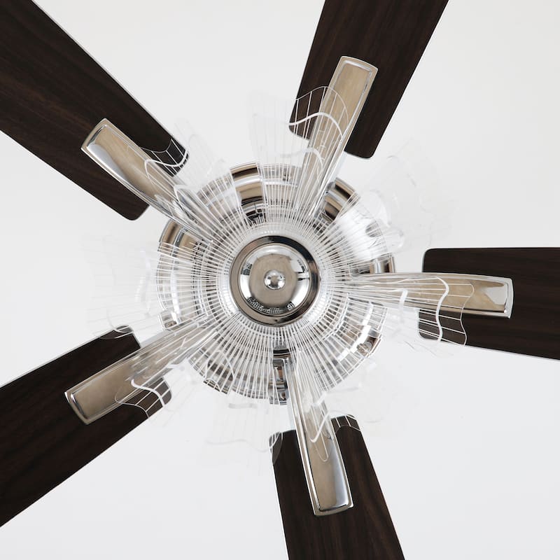 52" Chrome Reversible 5-Blade Modern LED Ceiling Fan with Light and Remote