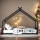preview thumbnail 8 of 8, 2 Size Metal House Bed with Metal Frame Playhouse Design for Kids