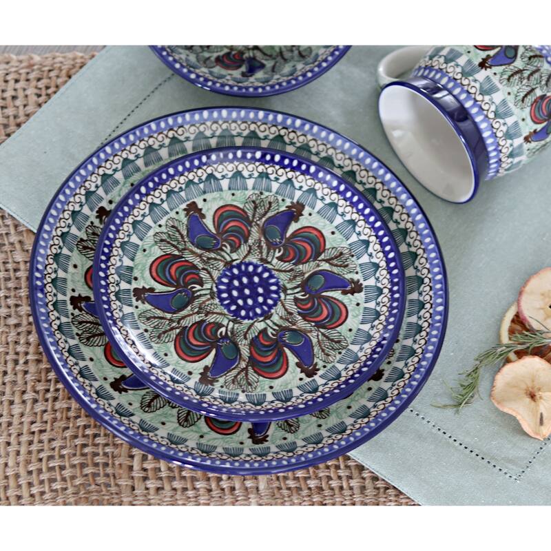 Blue Rose Polish Pottery Ceramika Artystyczna Dessert Plate
