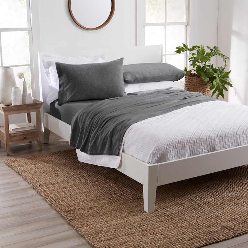 Premium Heathered Melange T-Shirt Jersey Knit Sheet Set