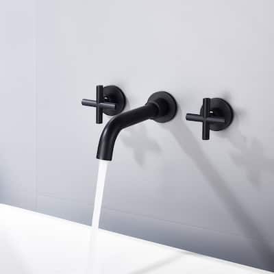 BATHLET Wall Mount Double Knob Handle Bathroom Sink Faucet