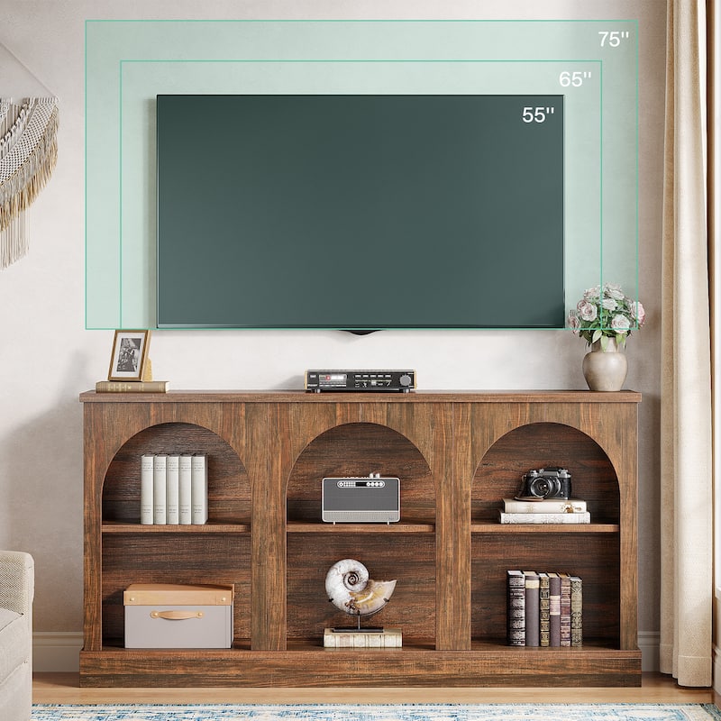 Farmhouse TV Stand for TVs Up to 65 Inches, Farmhouse Entertainment Center with Storage