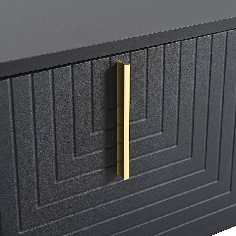 Modern TV Stands with Gold Accents, Fits TVs Up to 80'', White/Black