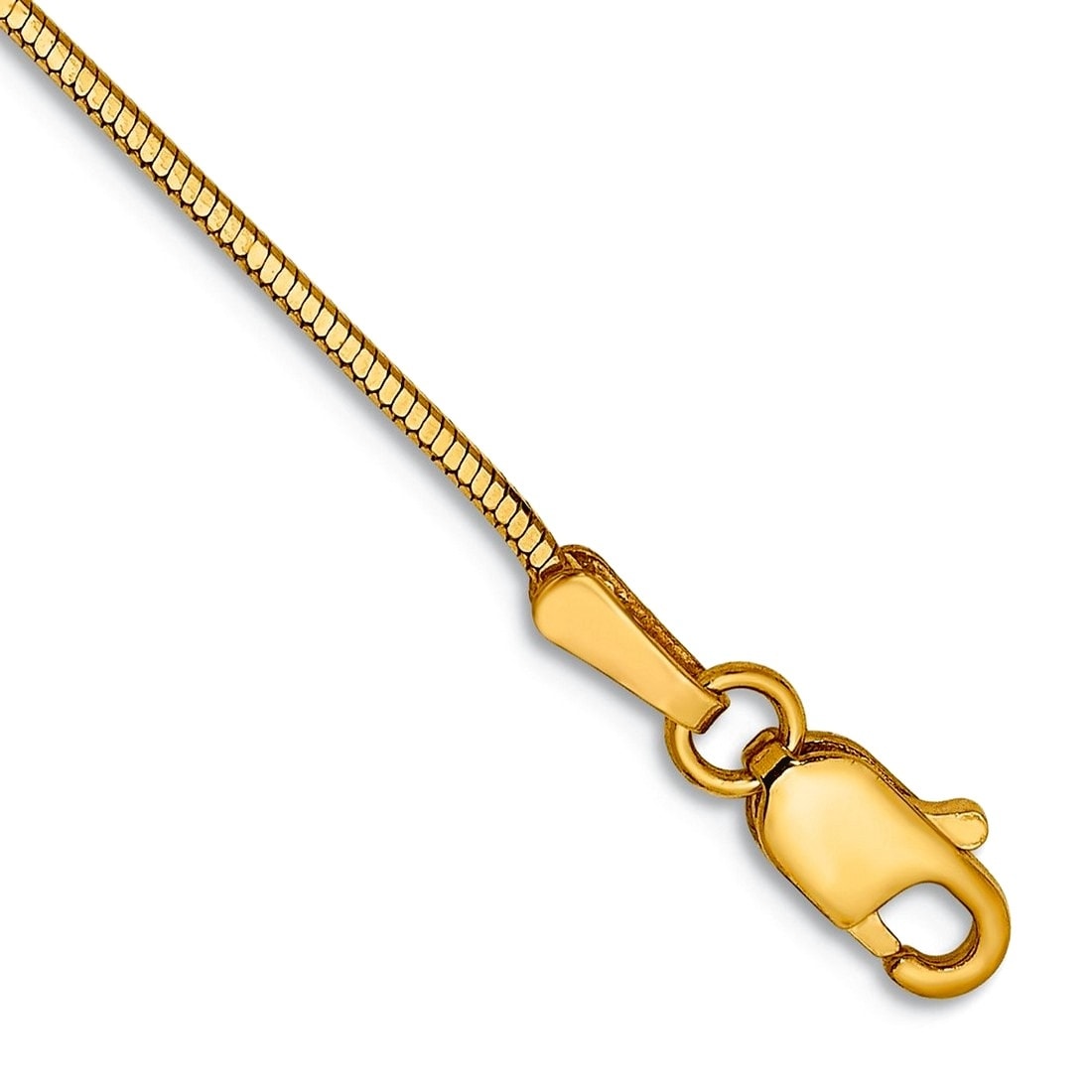Curata 14k Yellow Gold 7" 1.20mm Octagonal Snake Chain Bracelet