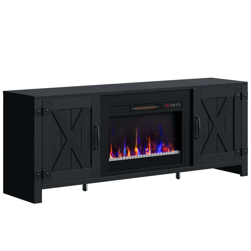 63'' Fireplace TV Stand with Electric Fireplace Heater & Storage Cabinet for TVs up to 70 Inch