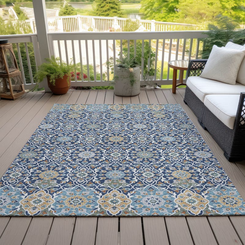 Machine Washable Indoor/Outdoor Traditional Masters Chantille Rug - Navy - 3' x 5'